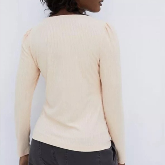 Anthropologie Ribbed Long Sleeve Scoop Neck Top orange Medium - Picture 2 of 5